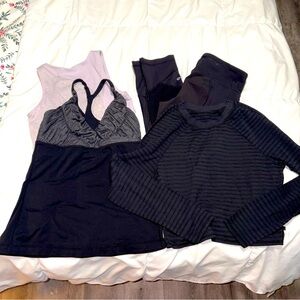 Imperfect Lululemon Athleta Size 6 Bundle Tank Leggings Crop Long Sleeve Striped